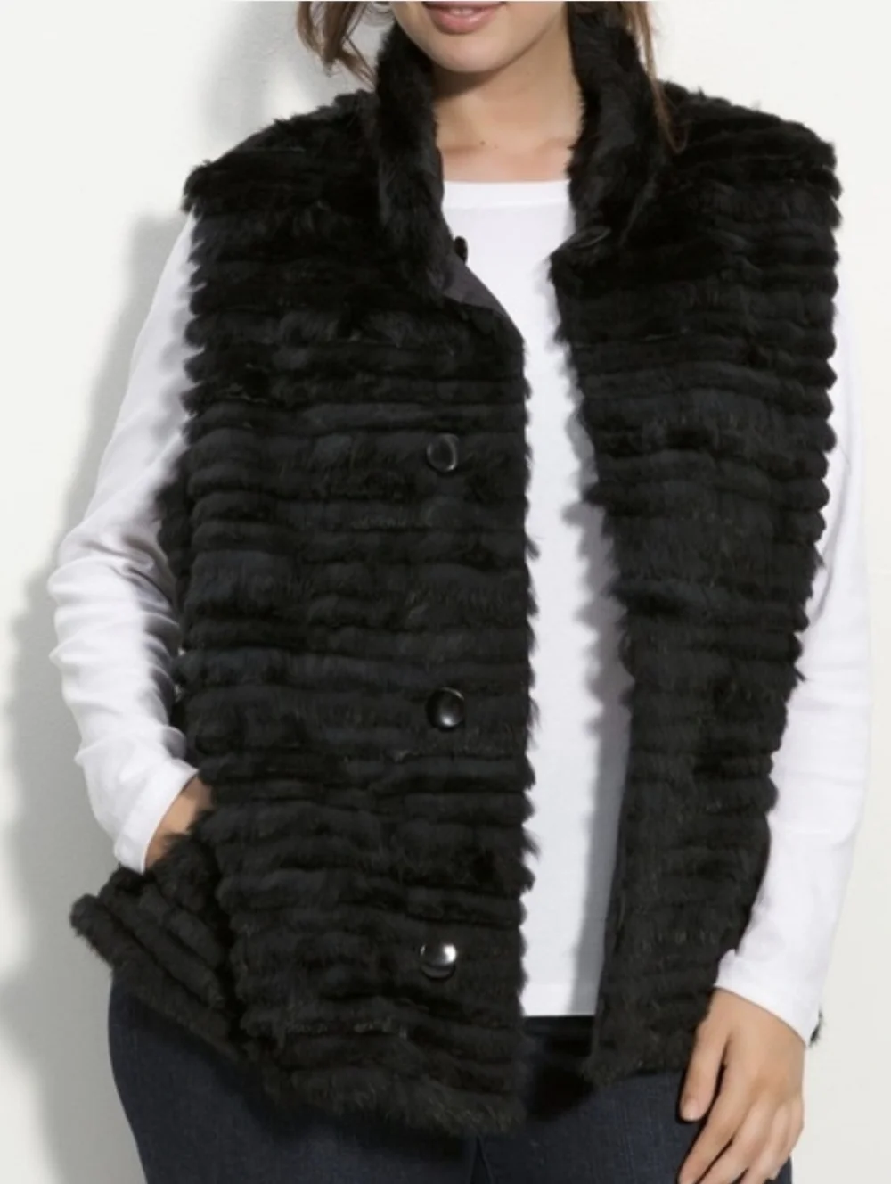 George Simonton Couture Genuine Rabbit Fur & Silk Reversible Vest Size 2X